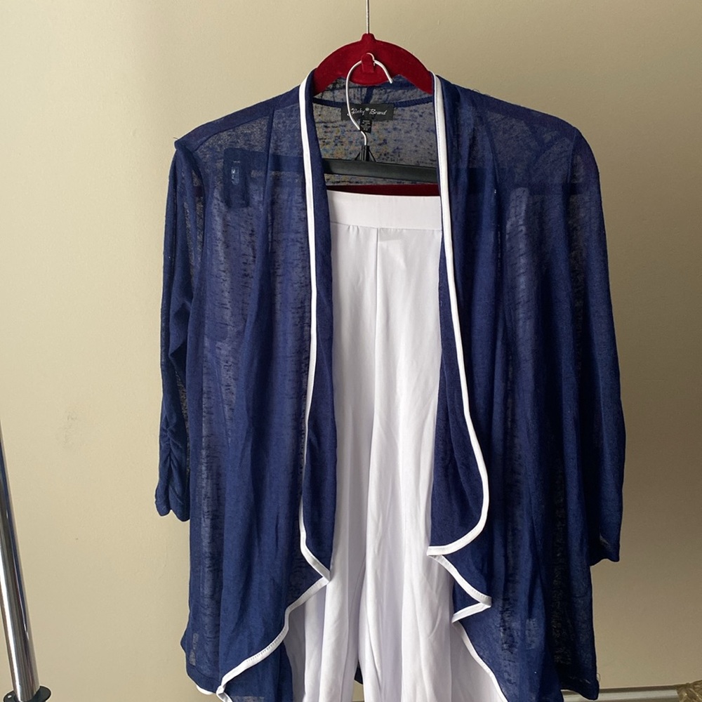 Navy Blue and white light jacket and shorts set size XS stretchy new